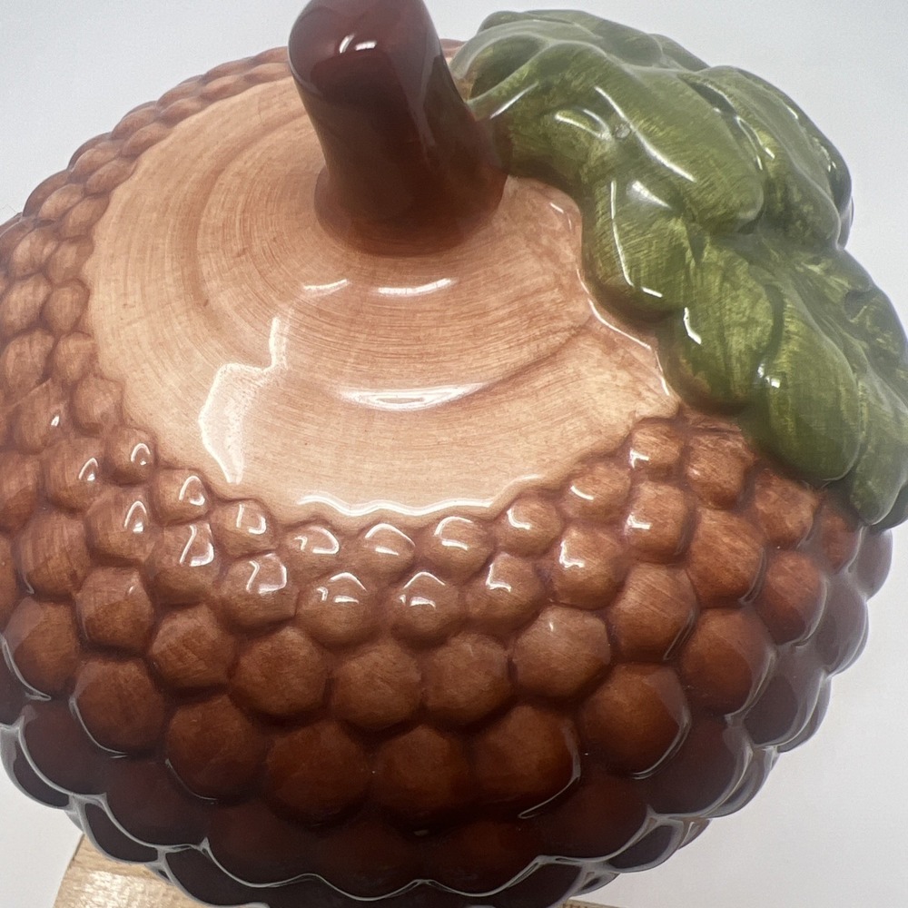 Vtg. Fall Ceramic Acorn‎ Candy/Cookie  Cannister/ Jar With Lid - Picture 13 of 16